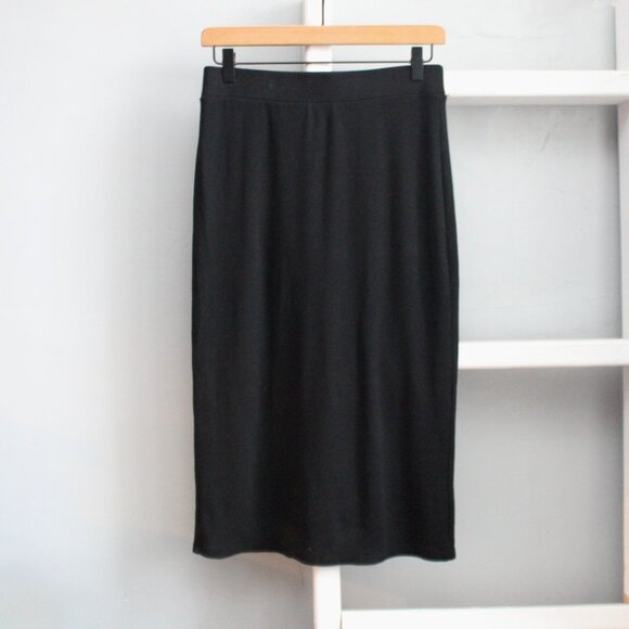 Marine Layer Lexi Classic Black Pencil Midi Robbed Skirt Size Medium - Picture 3 of 7